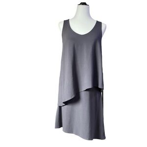 Lilla P Gray V-neckline Asymmetrical HemTiered Dress US S